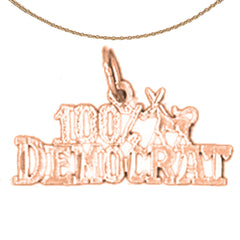 14K or 18K Gold 100% Democrat Pendant