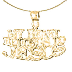 10K, 14K or 18K Gold My Heart Belongs To Jesus Saying Pendant