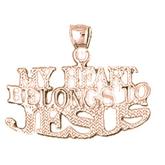 10K, 14K or 18K Gold My Heart Belongs To Jesus Saying Pendant