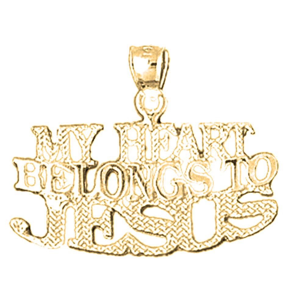 10K, 14K or 18K Gold My Heart Belongs To Jesus Saying Pendant