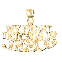 10K, 14K or 18K Gold My Heart Belongs To Jesus Saying Pendant