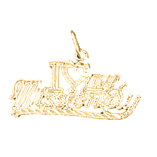 14K or 18K Gold I Love My Missionary Saying Pendant