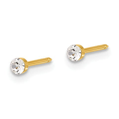 Inverness 14K Yellow Gold Polished 2.4mm Swarovski Crystal Post Earrings