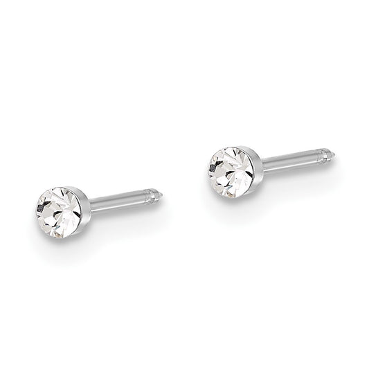 Inverness 14K White Gold Polished 2.4mm Swarovski Crystal Post Earrings