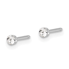 Inverness 14K White Gold Polished 2.4mm Swarovski Crystal Post Earrings