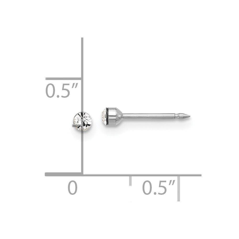 Inverness 14K White Gold Polished 2.4mm Swarovski Crystal Post Earrings