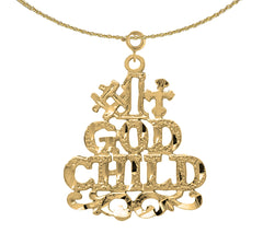 14K or 18K Gold #1 Godchild Saying Pendant