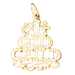 14K or 18K Gold #1 Godchild Saying Pendant