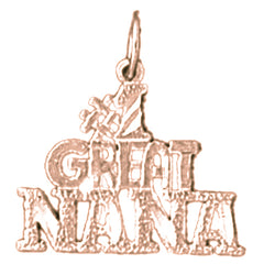 14K or 18K Gold #1 Great Nana Saying Pendant