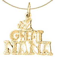 Colgante #1 de oro de 14 quilates o 18 quilates con texto en inglés "Gran Nana"
