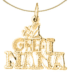 14K or 18K Gold #1 Great Nana Saying Pendant