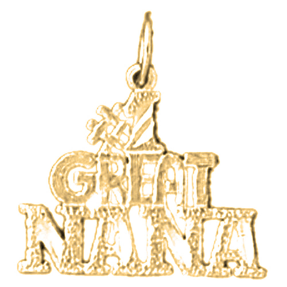 14K or 18K Gold #1 Great Nana Saying Pendant