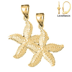 Sterling Silver 32mm Starfish Earrings (White or Yellow Gold Plated)