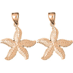 14K or 18K Gold 32mm Starfish Earrings