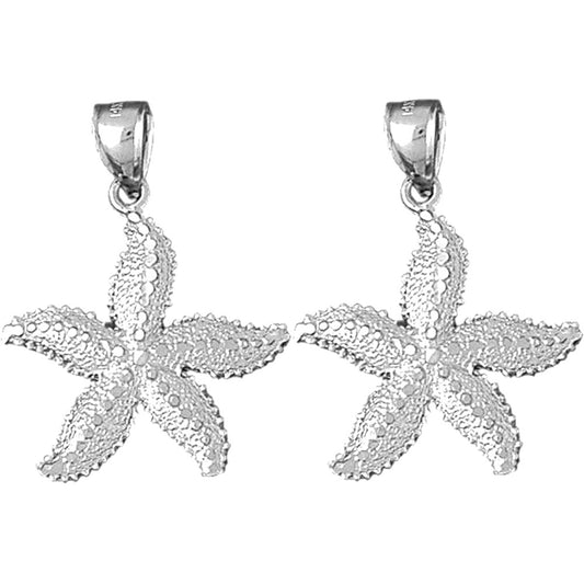 Sterling Silver 32mm Starfish Earrings