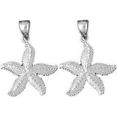Sterling Silver 32mm Starfish Earrings
