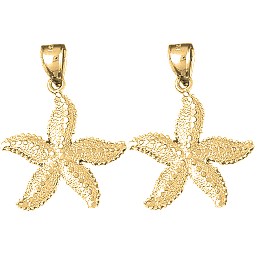 14K or 18K Gold 32mm Starfish Earrings