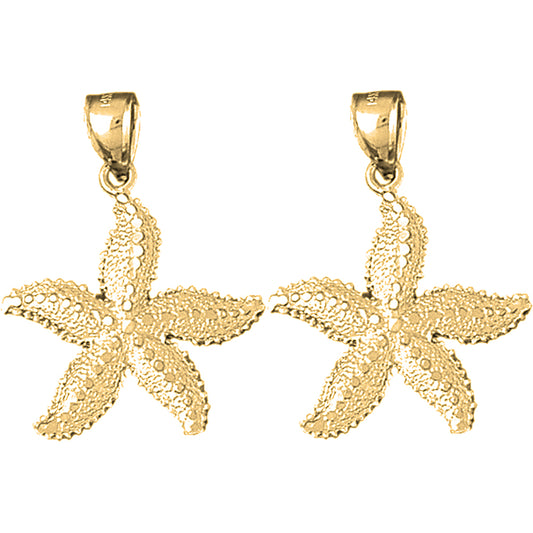 Yellow Gold-plated Silver 32mm Starfish Earrings