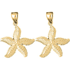 Yellow Gold-plated Silver 32mm Starfish Earrings