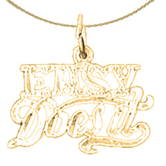 Colgante con texto "Easy Does It" de oro de 14 quilates o 18 quilates