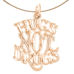 14K or 18K Gold Hugs Not Drugs Saying Pendant