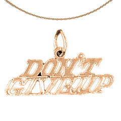Anhänger mit der Aufschrift „Don’t Give Up“ aus 14-karätigem oder 18-karätigem Gold