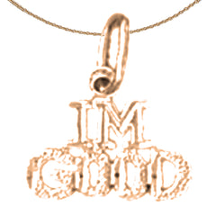 Colgante de oro de 14 quilates o 18 quilates con texto en inglés "I'm Good Saying"