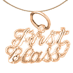 14K or 18K Gold First Class Saying Pendant