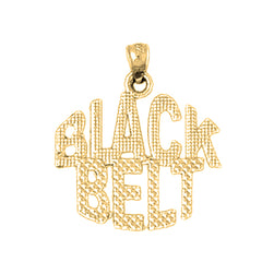 14K or 18K Gold Black Belt Saying Pendant