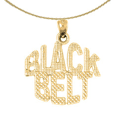 14K or 18K Gold Black Belt Saying Pendant