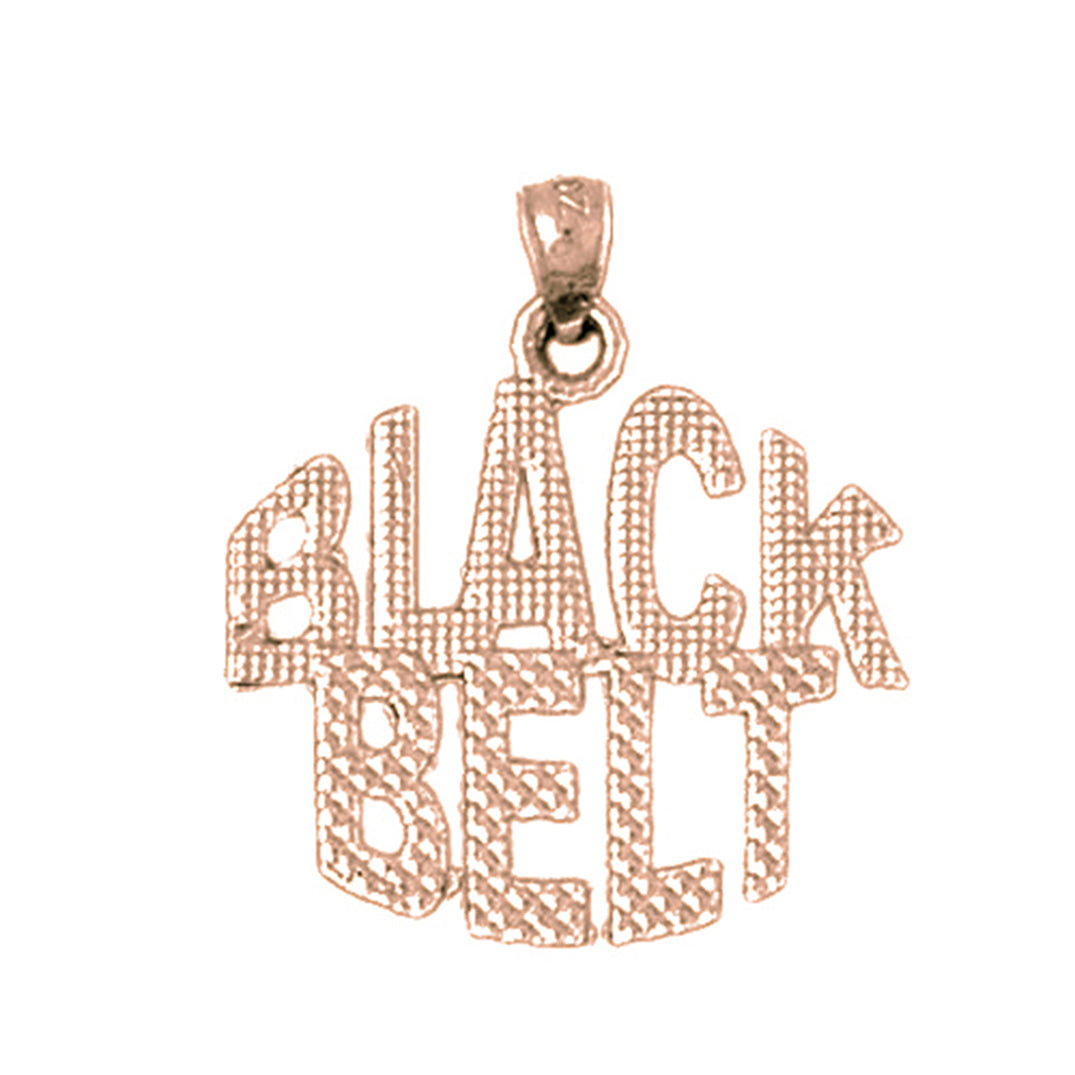 14K or 18K Gold Black Belt Saying Pendant