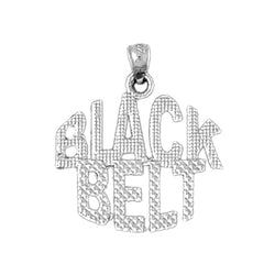 14K or 18K Gold Black Belt Saying Pendant