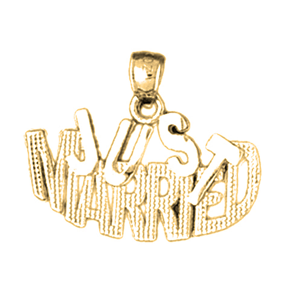 14K or 18K Gold Just Married Saying Pendant