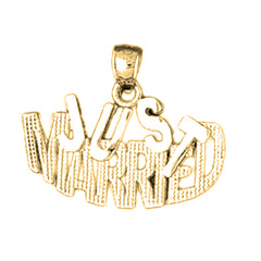 14K or 18K Gold Just Married Saying Pendant