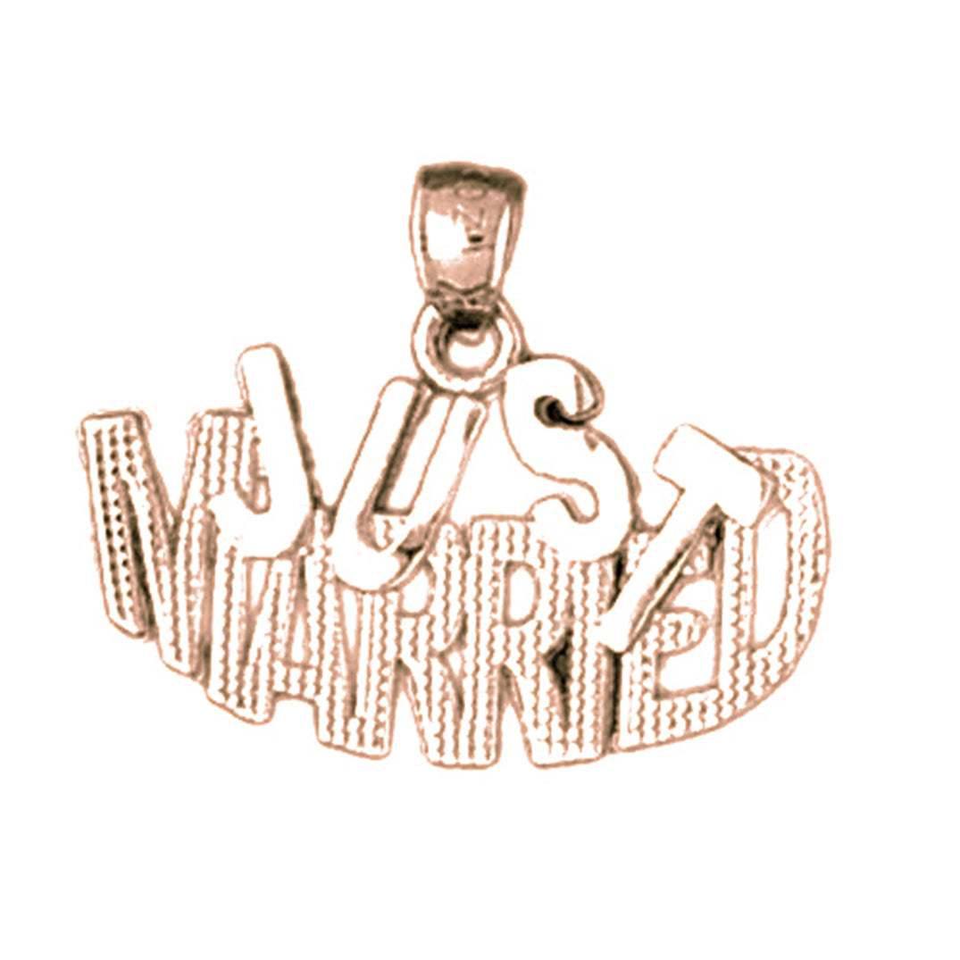 14K or 18K Gold Just Married Saying Pendant