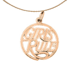 14K or 18K Gold Girls Rule Saying Pendant