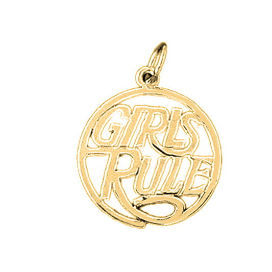 14K or 18K Gold Girls Rule Saying Pendant