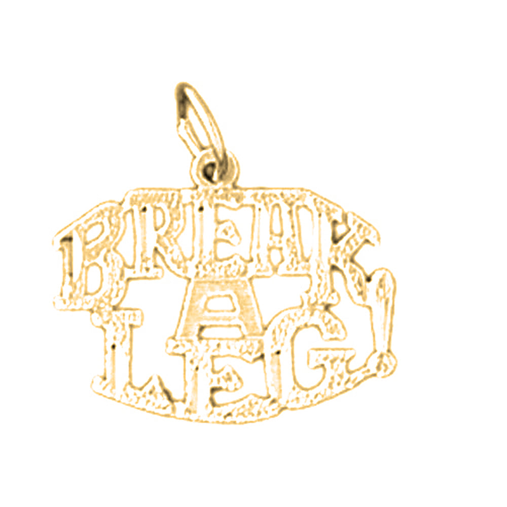 14K or 18K Gold Break A Leg Saying Pendant