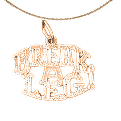 14K or 18K Gold Break A Leg Saying Pendant