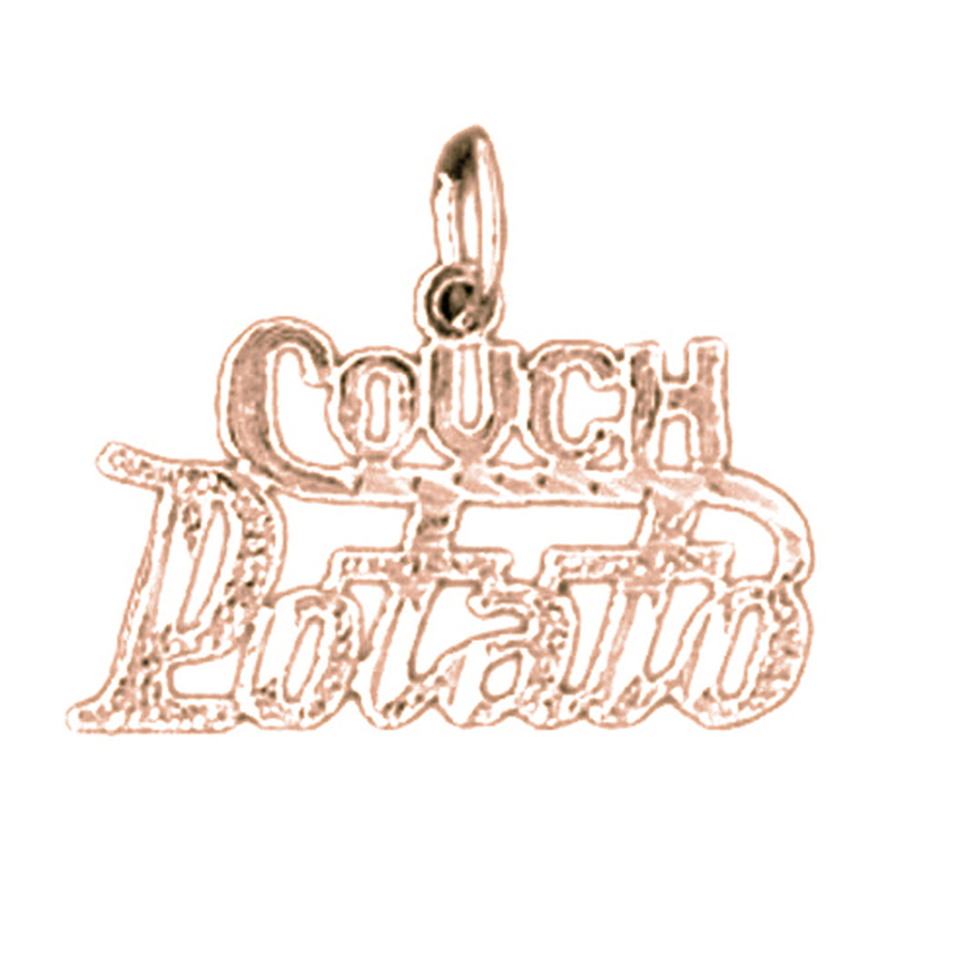 14K or 18K Gold Couch Potato Saying Pendant