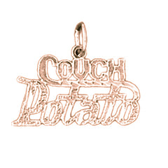 14K or 18K Gold Couch Potato Saying Pendant