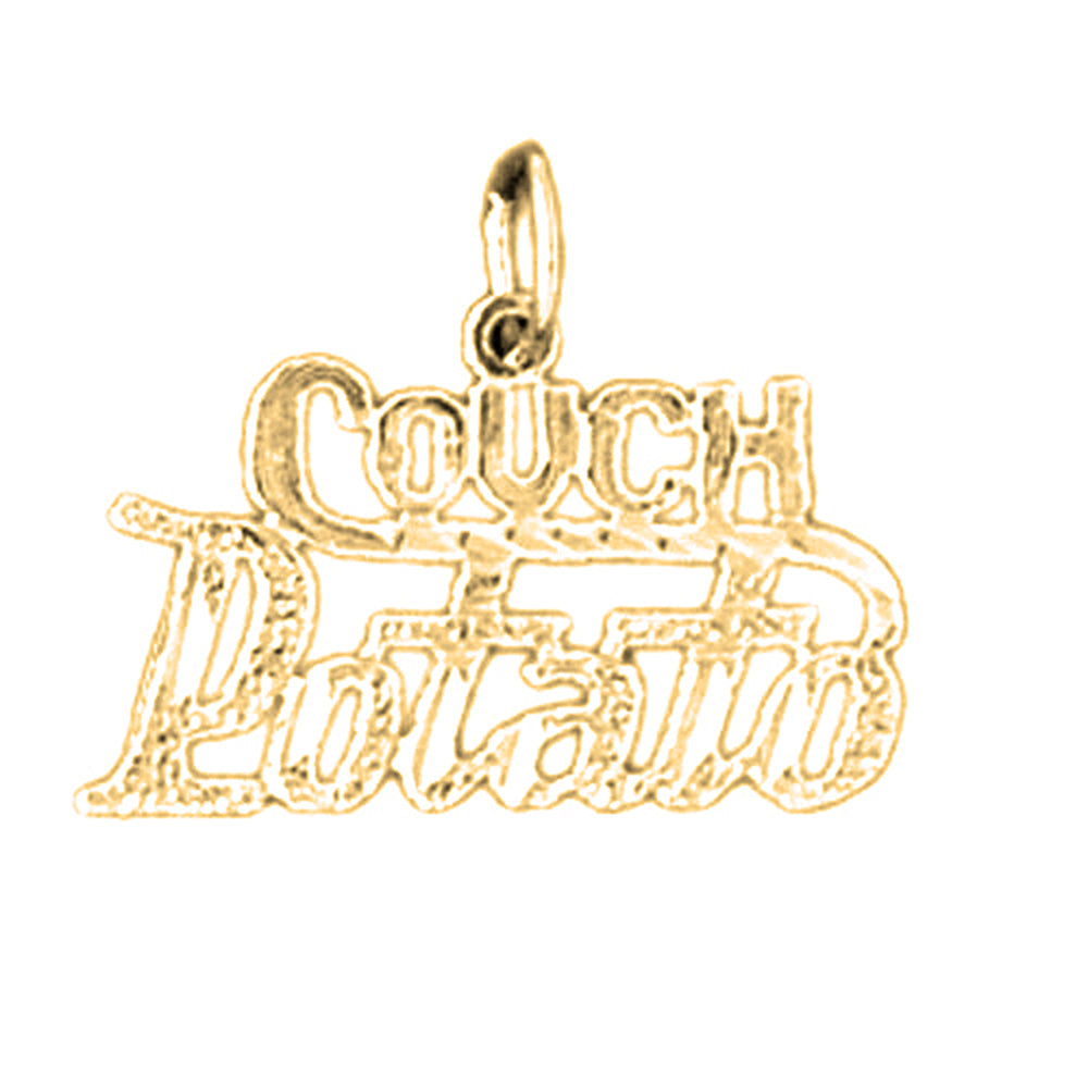 14K or 18K Gold Couch Potato Saying Pendant