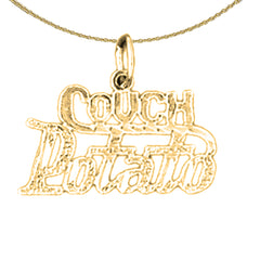 14K or 18K Gold Couch Potato Saying Pendant