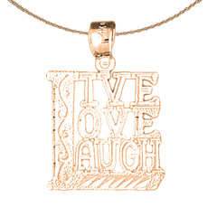 14K or 18K Gold Live Love Laugh Saying Pendant