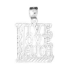 14K or 18K Gold Live Love Laugh Saying Pendant