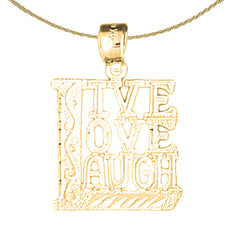 14K or 18K Gold Live Love Laugh Saying Pendant