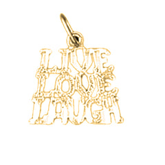 14K or 18K Gold Live Love Laugh Saying Pendant