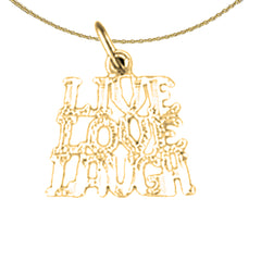 Anhänger mit Spruch „Live Love Laugh“ aus 14 Karat oder 18 Karat Gold