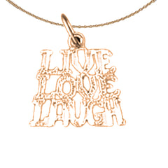 14K or 18K Gold Live Love Laugh Saying Pendant