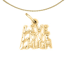 Anhänger mit Spruch „Live Love Laugh“ aus 14 Karat oder 18 Karat Gold